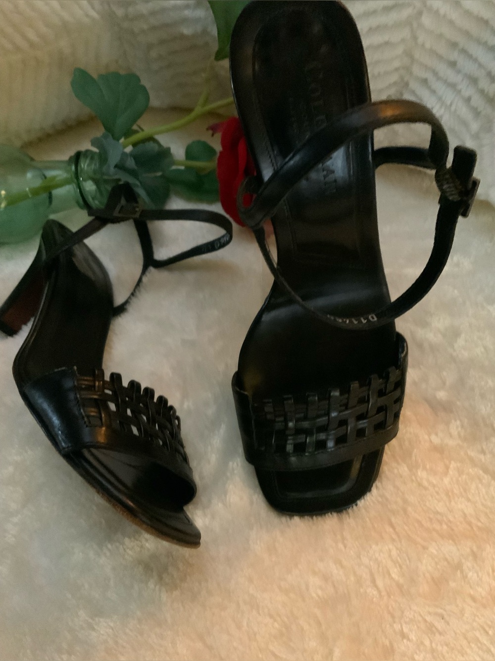 Cole HAAN Black Women's Strappy Woven Sandal